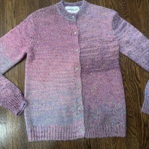 Dannijo Sweater Womens Purple Cardigan Chunky Knit Sequin Rhinestone size Small
